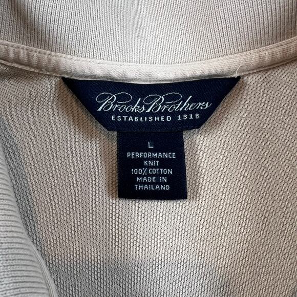 Brooks Brothers Long Sleeve Pique Knit Polo Men's L Performance Knit Cream Ivory - Picture 3 of 7